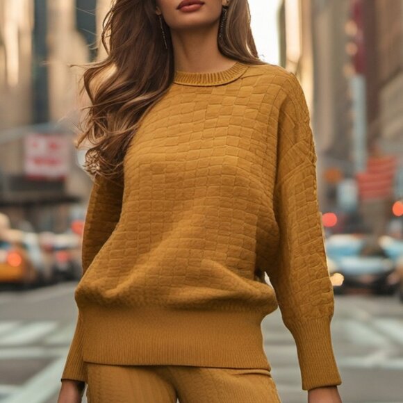 Berkley & Unbranded 2 Sweaters Basket Wave & Textured Stitch Brown Blue Small - Picture 6 of 17